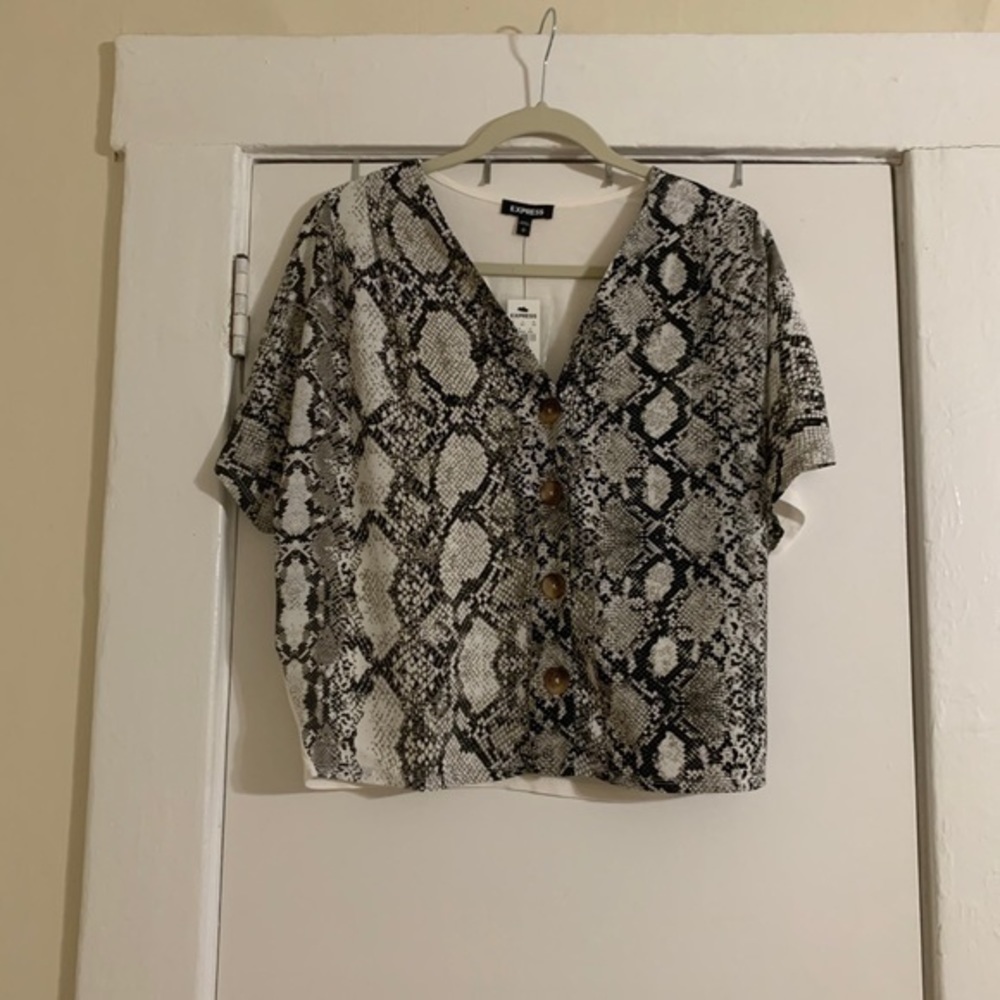 Express Snakeskin Button Front Dolman Sleeve‎ Sma… - image 3
